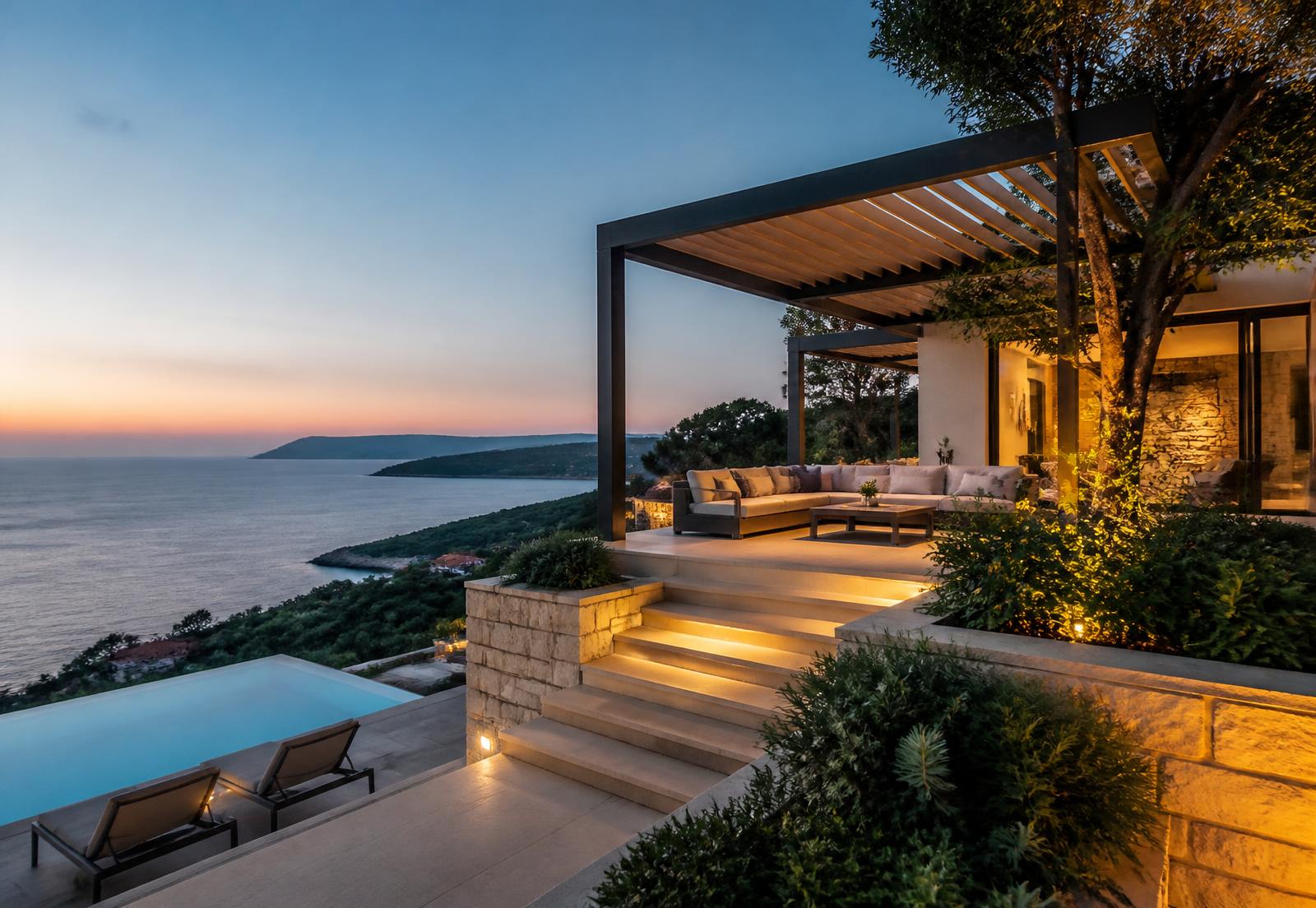 Villa avec vue mer et pergola réalisée par Rénova & Habitat